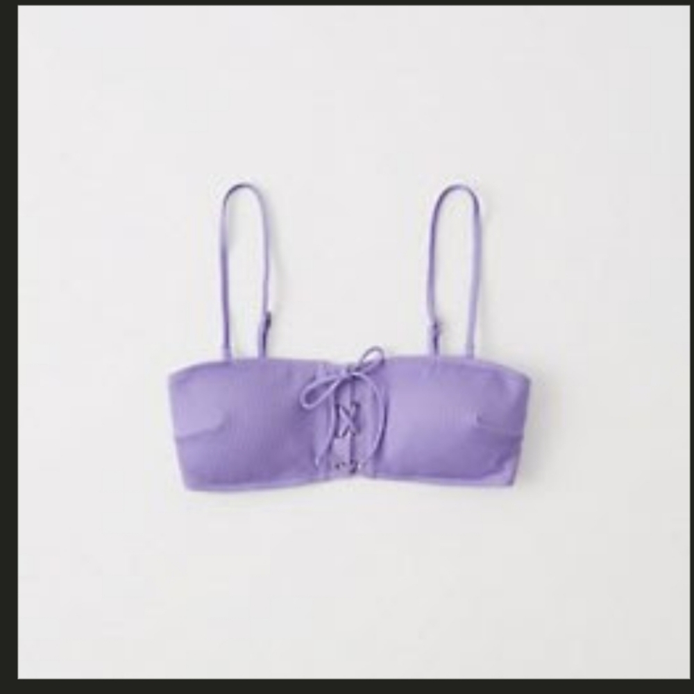 NWoT Abercrombie Lace up ribbed bandeau bikini top